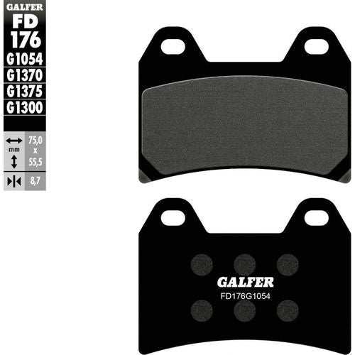 Parts Unlimited Brake Pads Brake Pads Front Semi-Metallic Compound by Galfer FD176G1054