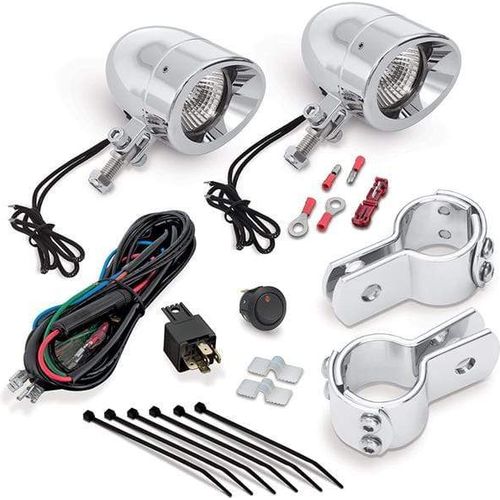 Big Bike Parts Running / Driving Lights Halogen Mini for Highway Bar 1 1/4" Chrome by Show Chrome 55-365