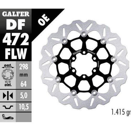 Parts Unlimited Drop Ship Brake Rotor Standard Floating Wave Front or Rear Brake Rotor by Galfer DF472FLW