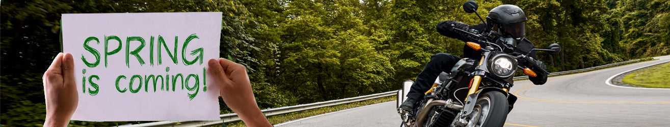 Victory and Indian motorcycle on the road in the springtime.