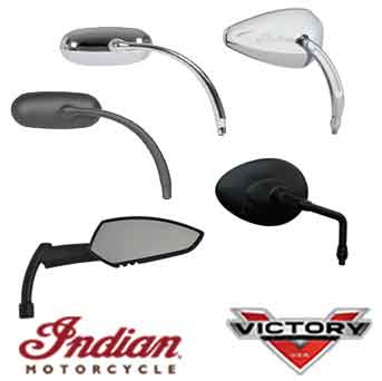 Victory and Indian motorcycle mirrors, Perch Mount, Bar End Mirrors and Mirror Adapters