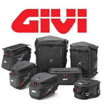 Givi motorcycle luggage, cases, saddlebags, tank bags, tool bags.