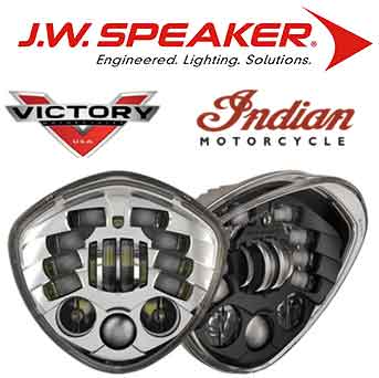 JW Speaker adaptive series headlights for Victory & Indian motorcycles. .