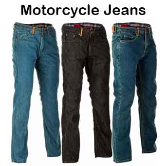 3 pairs of motorcycle jeans, Blue jeans, black jeans