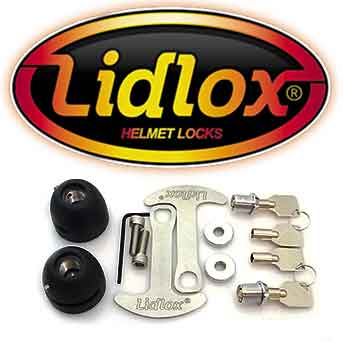 Lodlox logo and motorcycle helmet lock kit