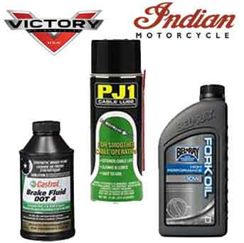 motorcycle brake fluid, fork oil, chain lube