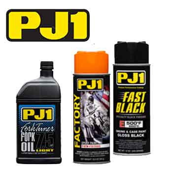 PJ1 air filter oil. fork oil, brake cleaner, chain lube, fast black paint, hi temp black paint