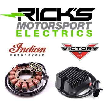 Ricks Motorsports Electric. Voltage Regulators, Rectifiers, Stators and Starters for Victory and Indian motorcycles.