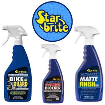 Star brite cleaners, Bike guard, corrosion blocker, matte finish detail spray.