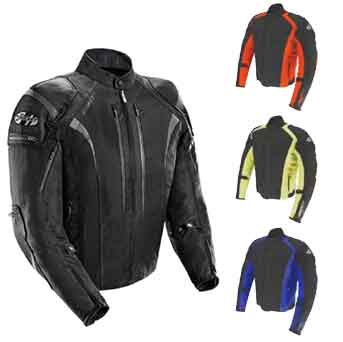 Black textile motorcycle jacket, orange, Yellow & blue textile motorcycle jackets