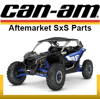 Can am logo with a blue maverick x3 turbo rs aftermarket parts