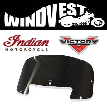 Windvest brand windshields for Victory Cross Country, Indian Chieftain & Roadmaster motorcycles. 