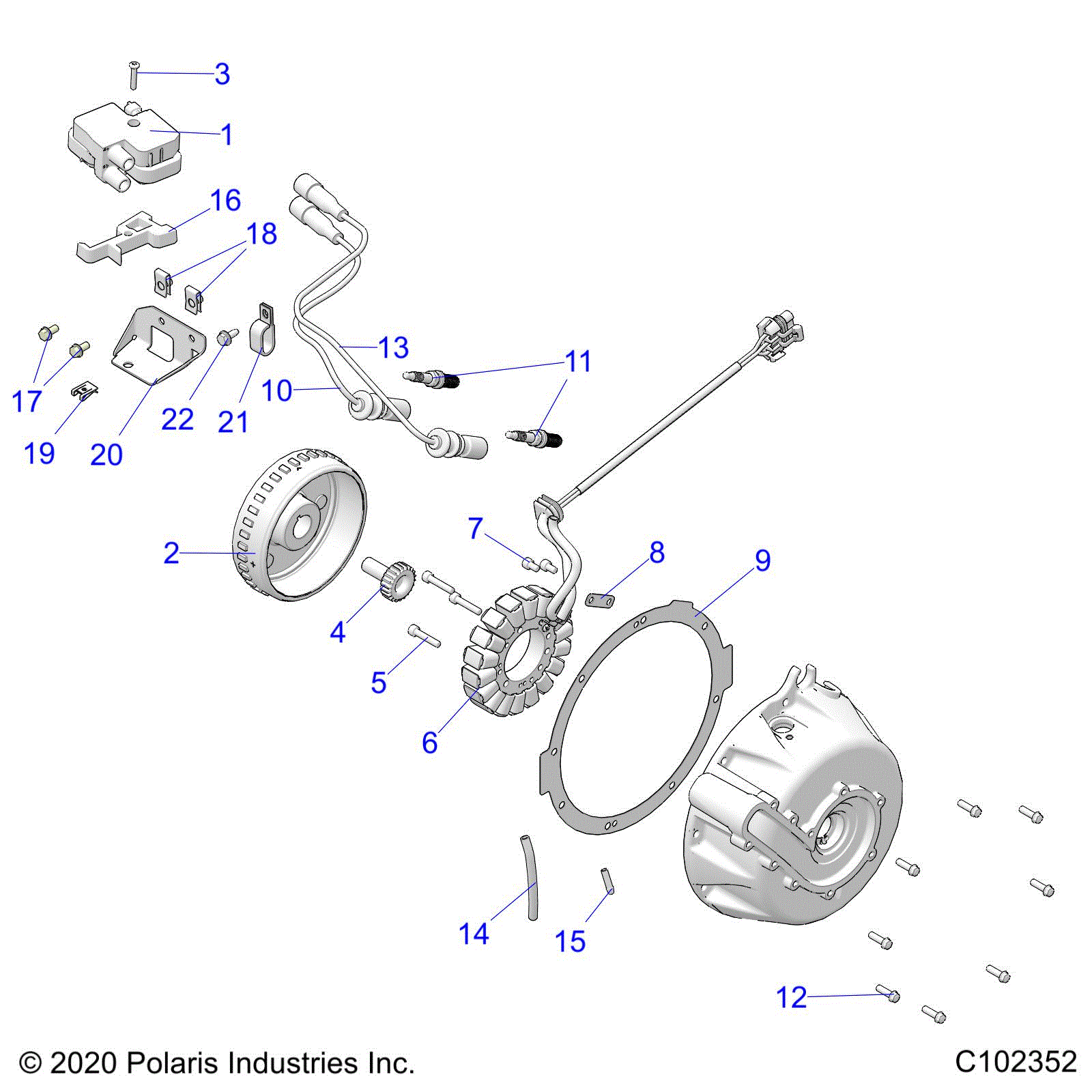 An Image of a Genuine Polaris Parts Schematic Diagram showing the schematic - ELECTRICAL: IGNITION SYSTEM - 2021 POLARIS SCRAMBLER XP 1000 S 55"