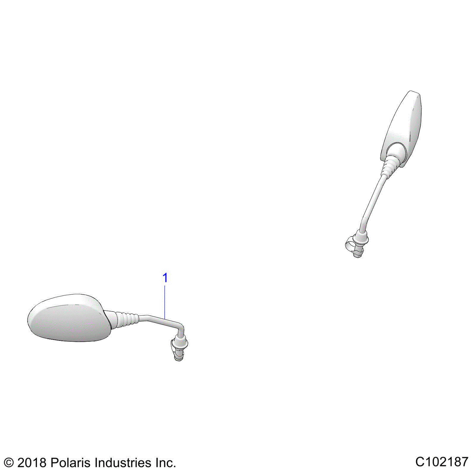 An Image of a Genuine Polaris Parts Schematic Diagram showing the schematic - BODY: MIRRORS - 2021 POLARIS SPORTSMAN TOURING XP 1000 48"