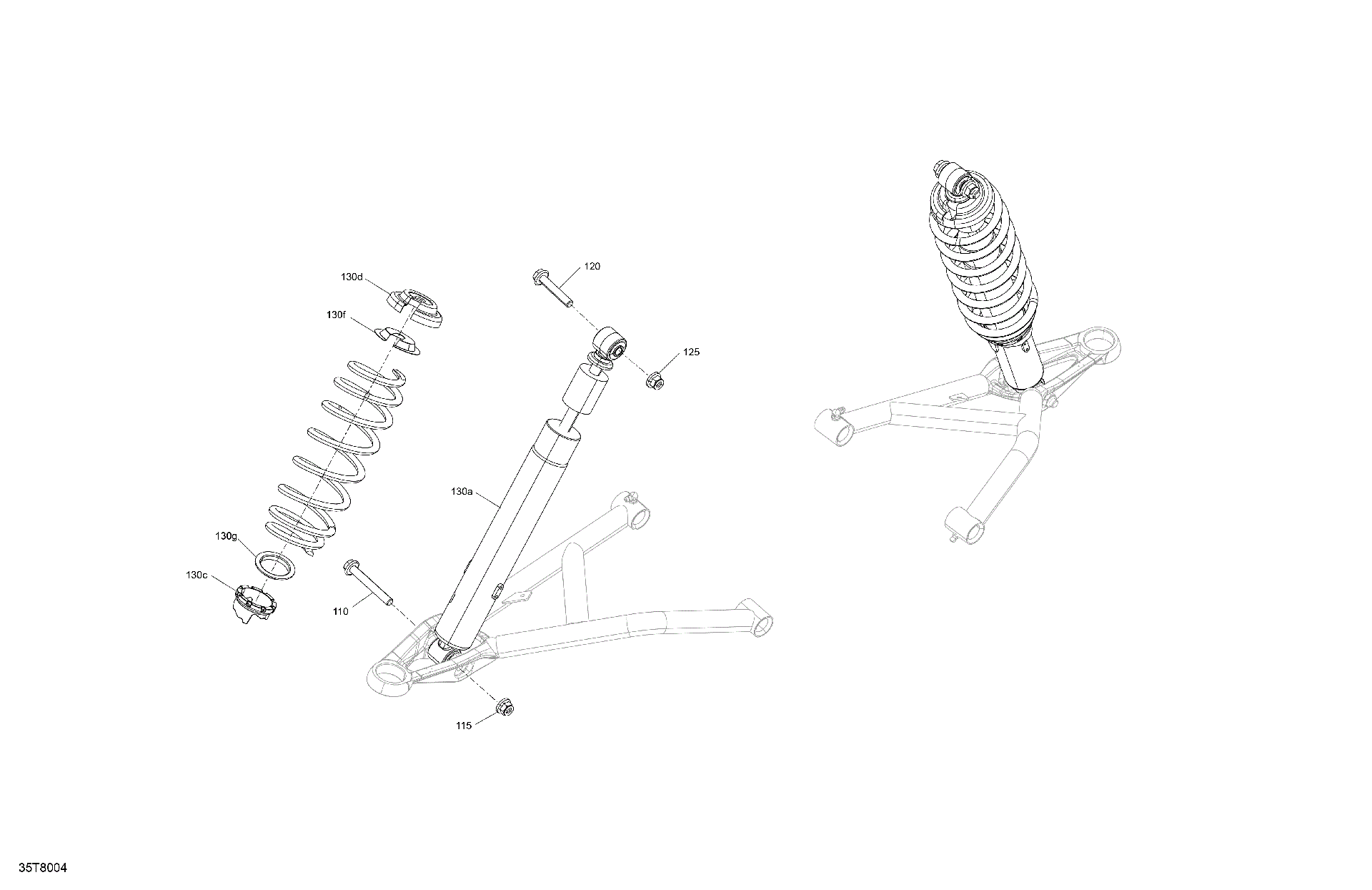An Image of a Genuine Can-Am Parts Schematic Diagram showing the schematic - SUSPENSION - FRONT SHOCKS