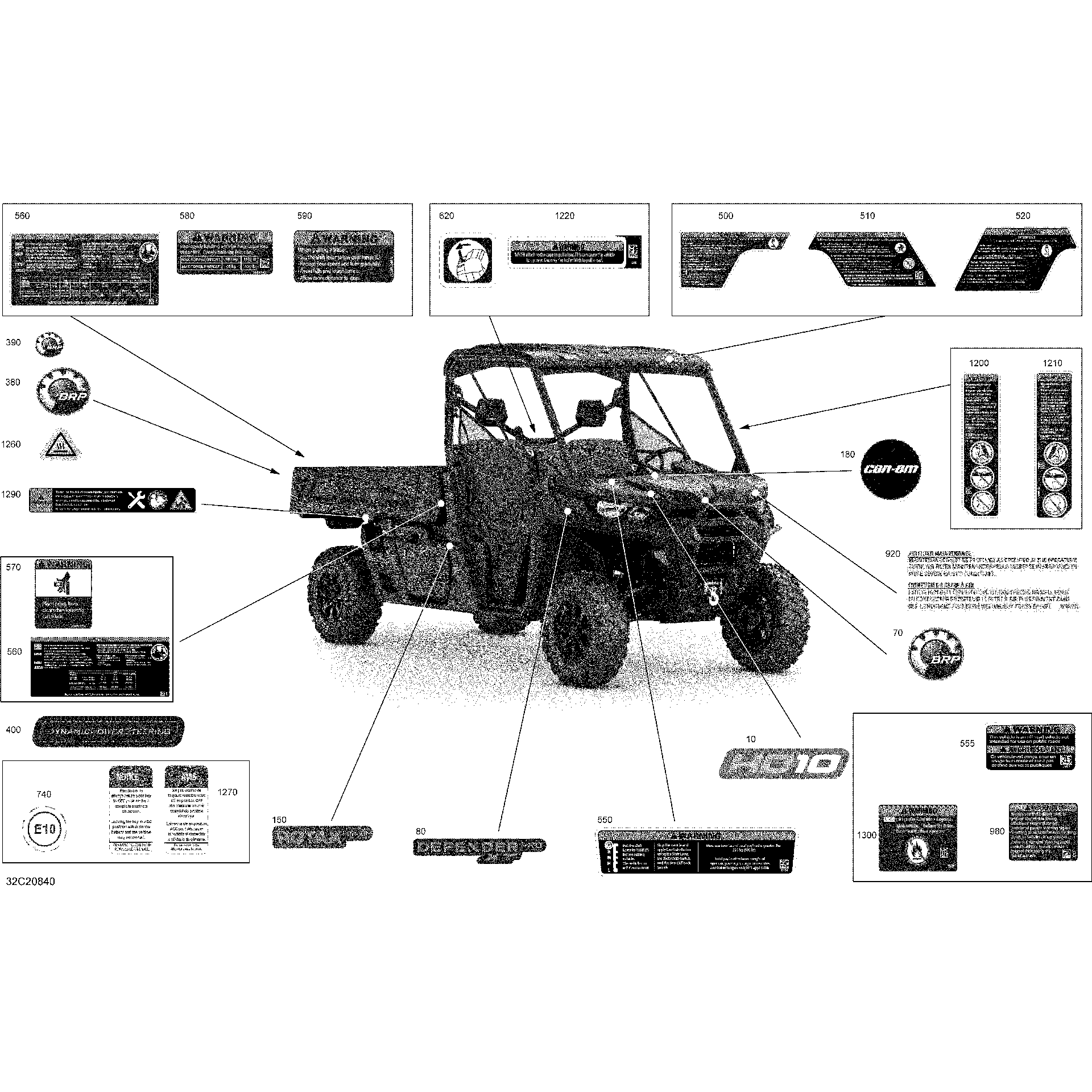 An Image of a Genuine Can-Am Parts Schematic Diagram showing the schematic - DECALS - XT