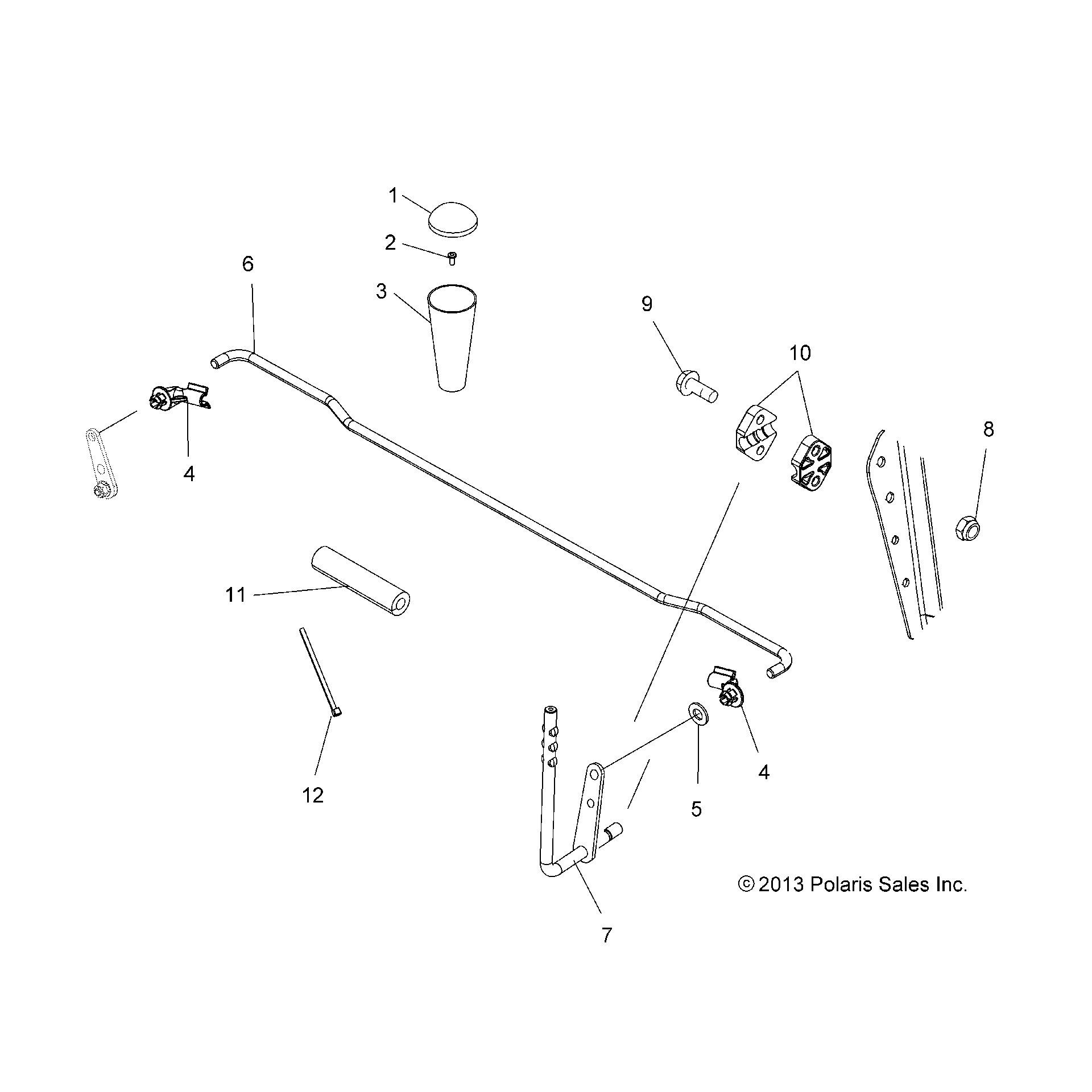 An Image of a Genuine Polaris Parts Schematic Diagram showing the schematic - DRIVE TRAIN: GEAR SELECTOR - 2018 POLARIS SPORTSMAN 570 EFI UTE