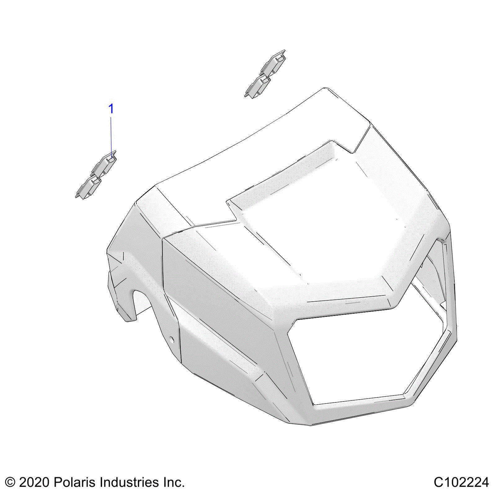 An Image of a Genuine Polaris Parts Schematic Diagram showing the schematic - BODY: HEADLIGHT POD PLUGS - 2025 POLARIS SPORTSMAN 450 HO EPS 50S