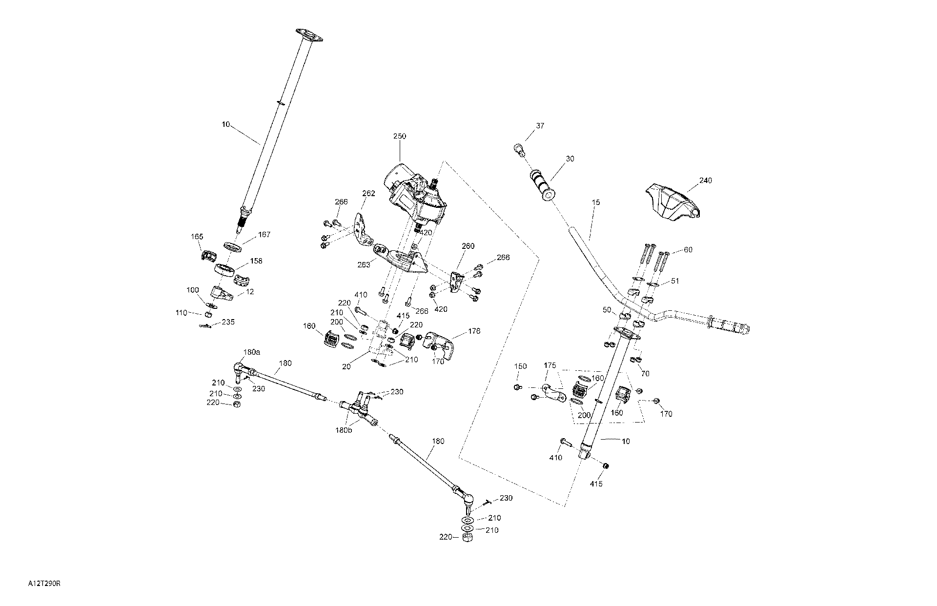 An Image of a Genuine Can-Am Parts Schematic Diagram showing the schematic - MECHANIC - STEERING - STD - DPS