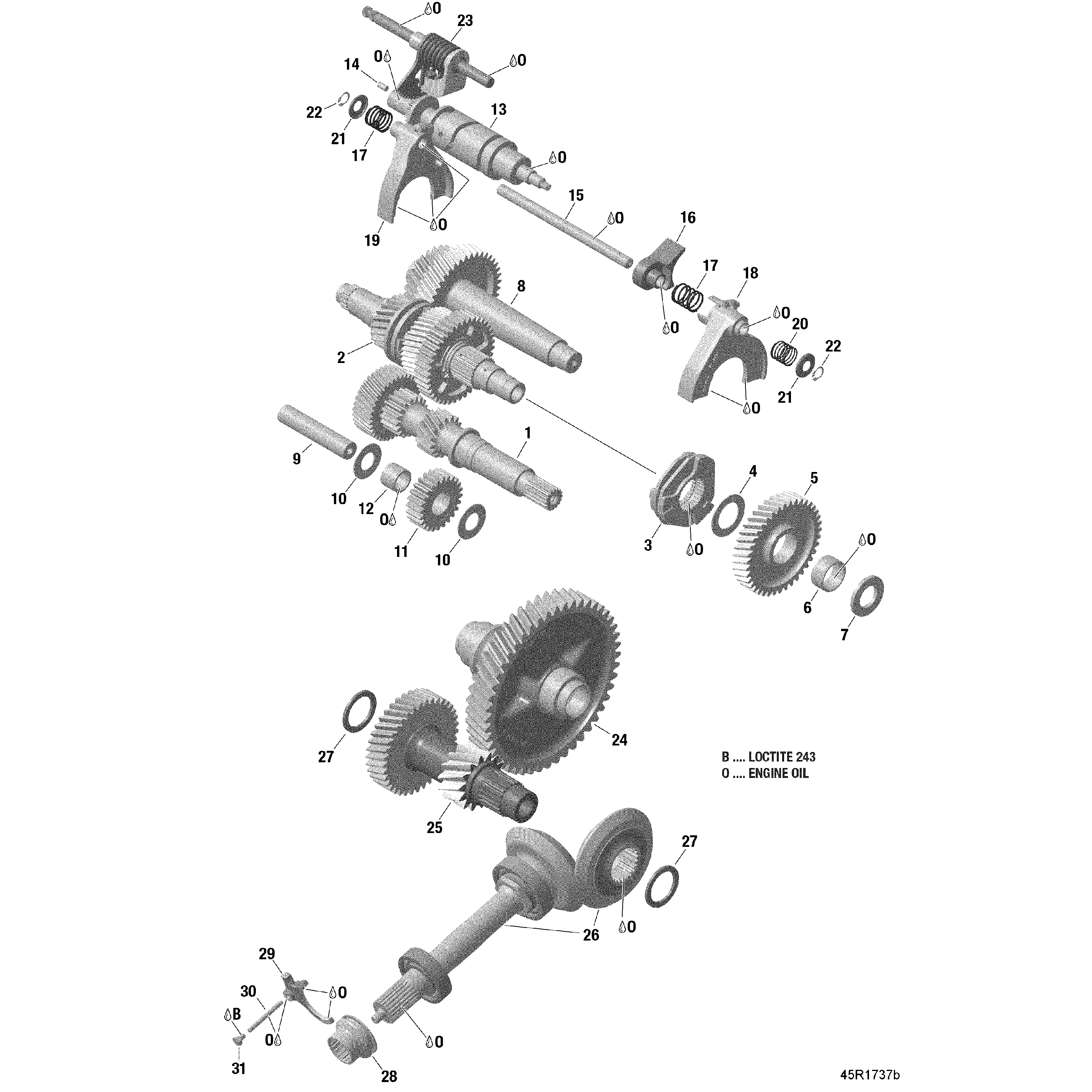 An Image of a Genuine Can-Am Parts Schematic Diagram showing the schematic - GEAR BOX - 2