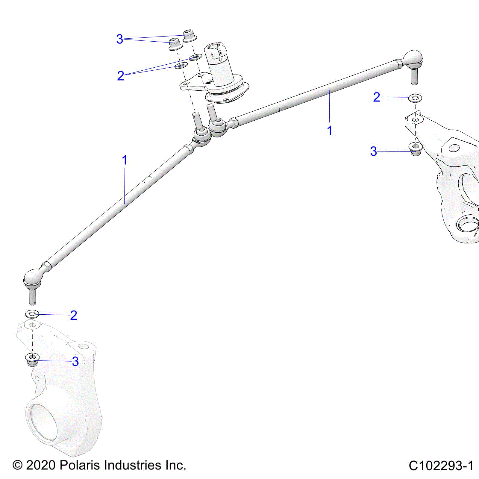 An Image of a Genuine Polaris Parts Schematic Diagram showing the schematic - STEERING: TIE RODS - 2021 POLARIS SPORTSMAN TOURING 570 PREMIUM