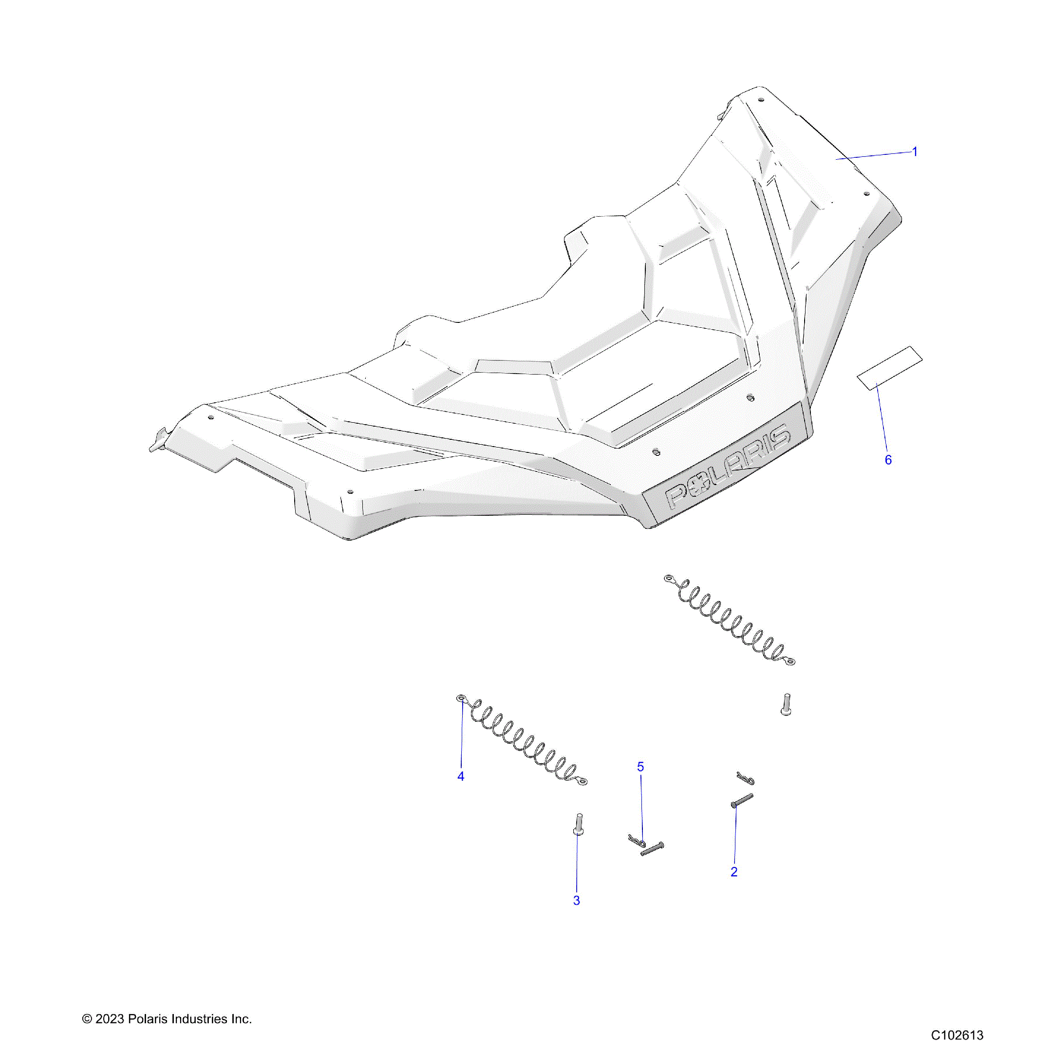 An Image of a Genuine Polaris Parts Schematic Diagram showing the schematic - BODY: FRONT RACK - 2025 POLARIS SPORTSMAN TOURING 570 X2 EPS