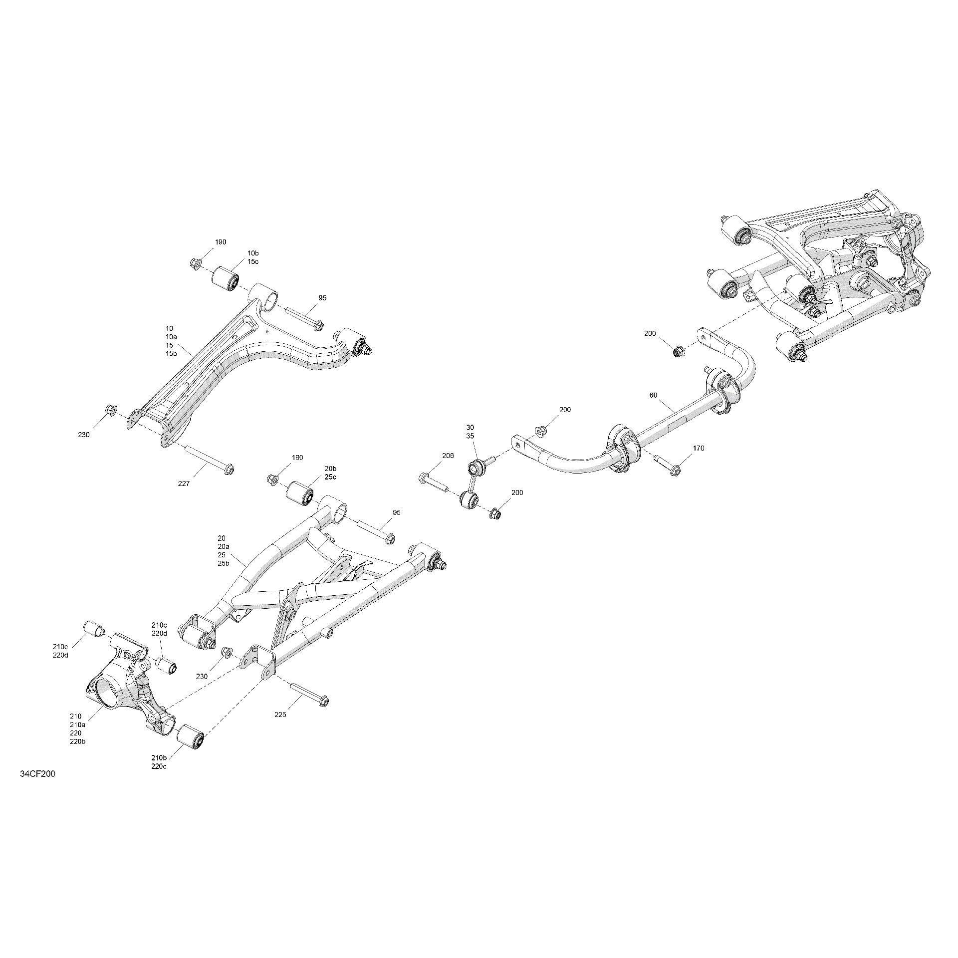 An Image of a Genuine Can-Am Parts Schematic Diagram showing the schematic - SUSPENSION - REAR COMPONENTS