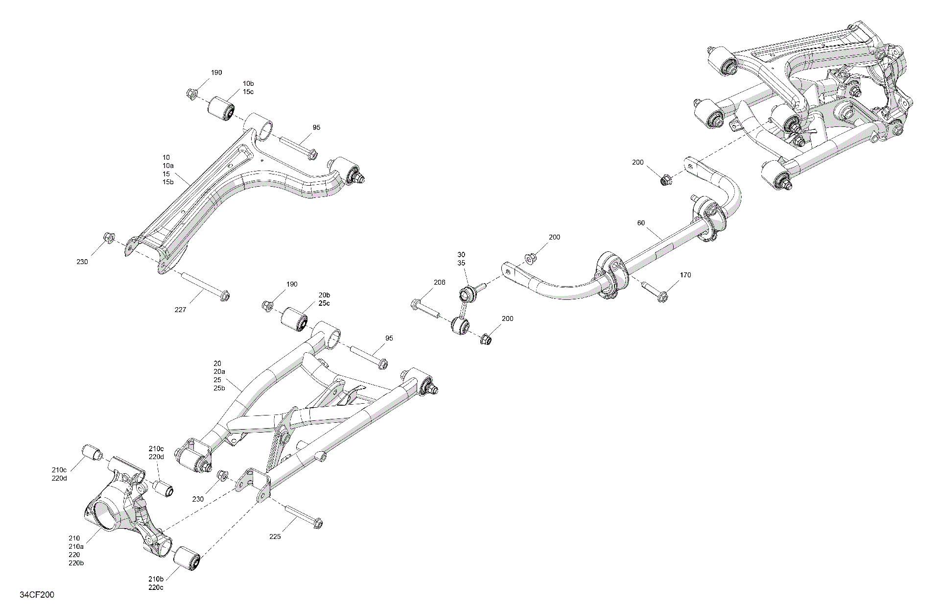 An Image of a Genuine Can-Am Parts Schematic Diagram showing the schematic - SUSPENSION - REAR COMPONENTS
