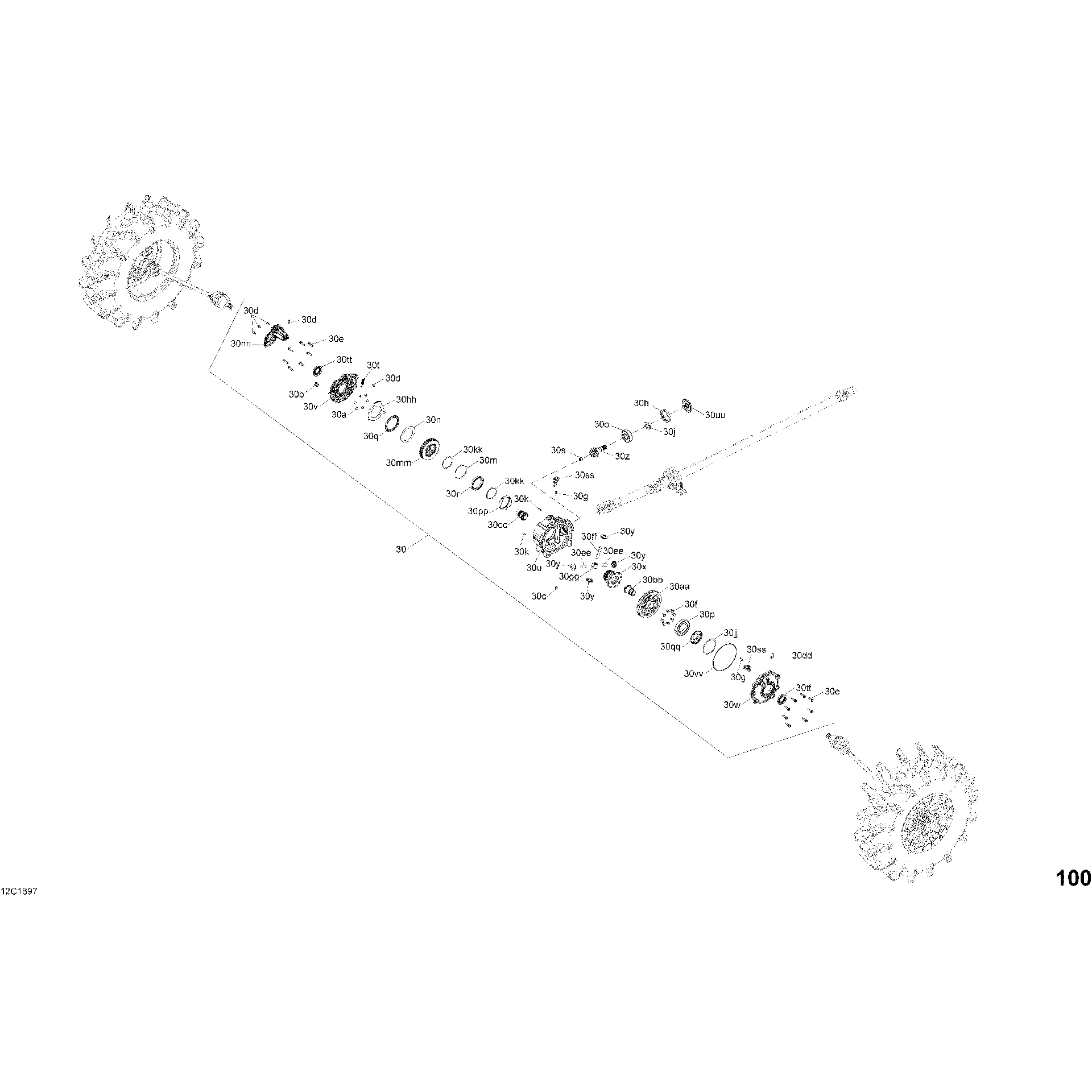 An Image of a Genuine Can-Am Parts Schematic Diagram showing the schematic - FRONT DRIVE - DIFFERENTIAL PARTS - MAVERICK X3