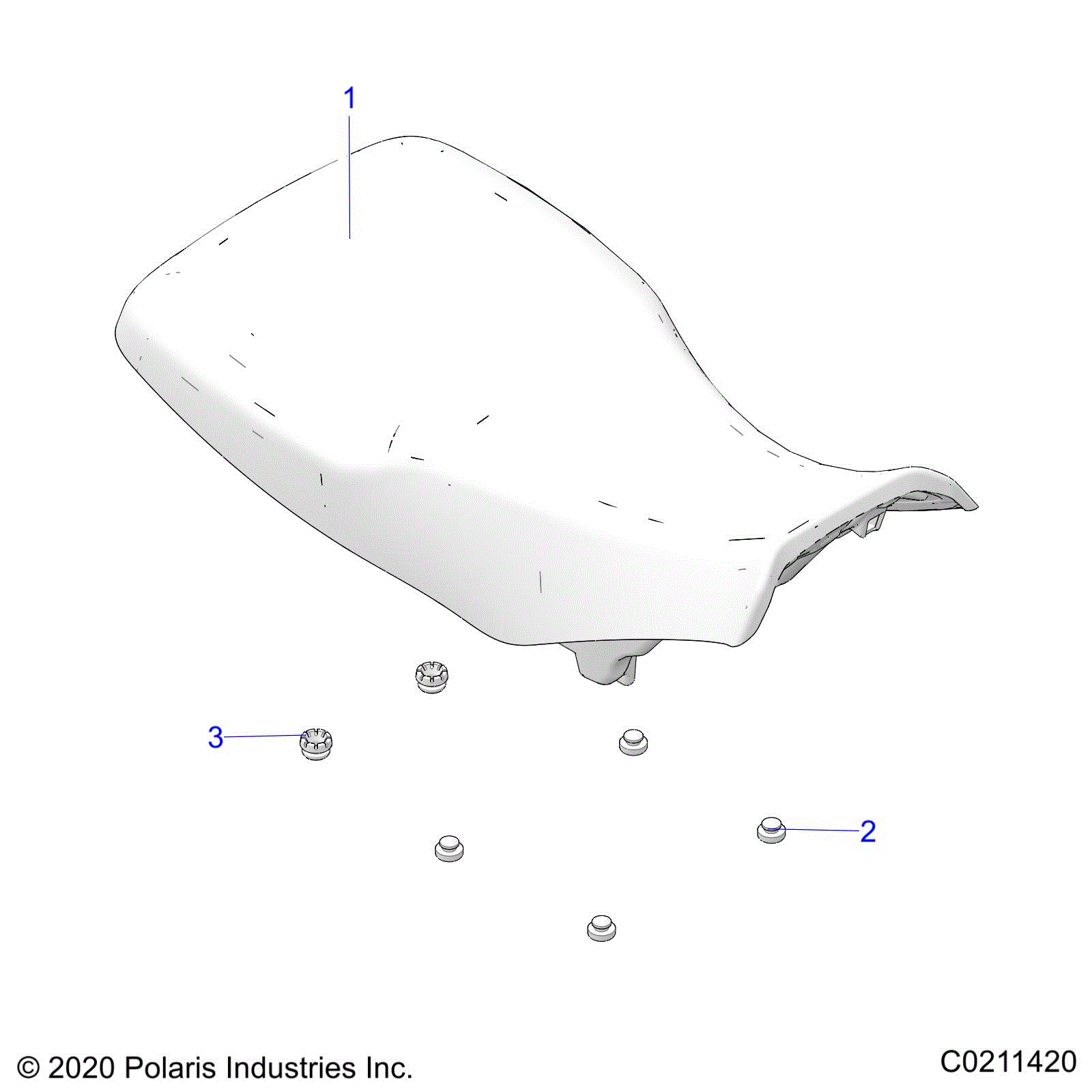An Image of a Genuine Polaris Parts Schematic Diagram showing the schematic - BODY: SEAT - 2022 POLARIS SPORTSMAN 570 TRAIL