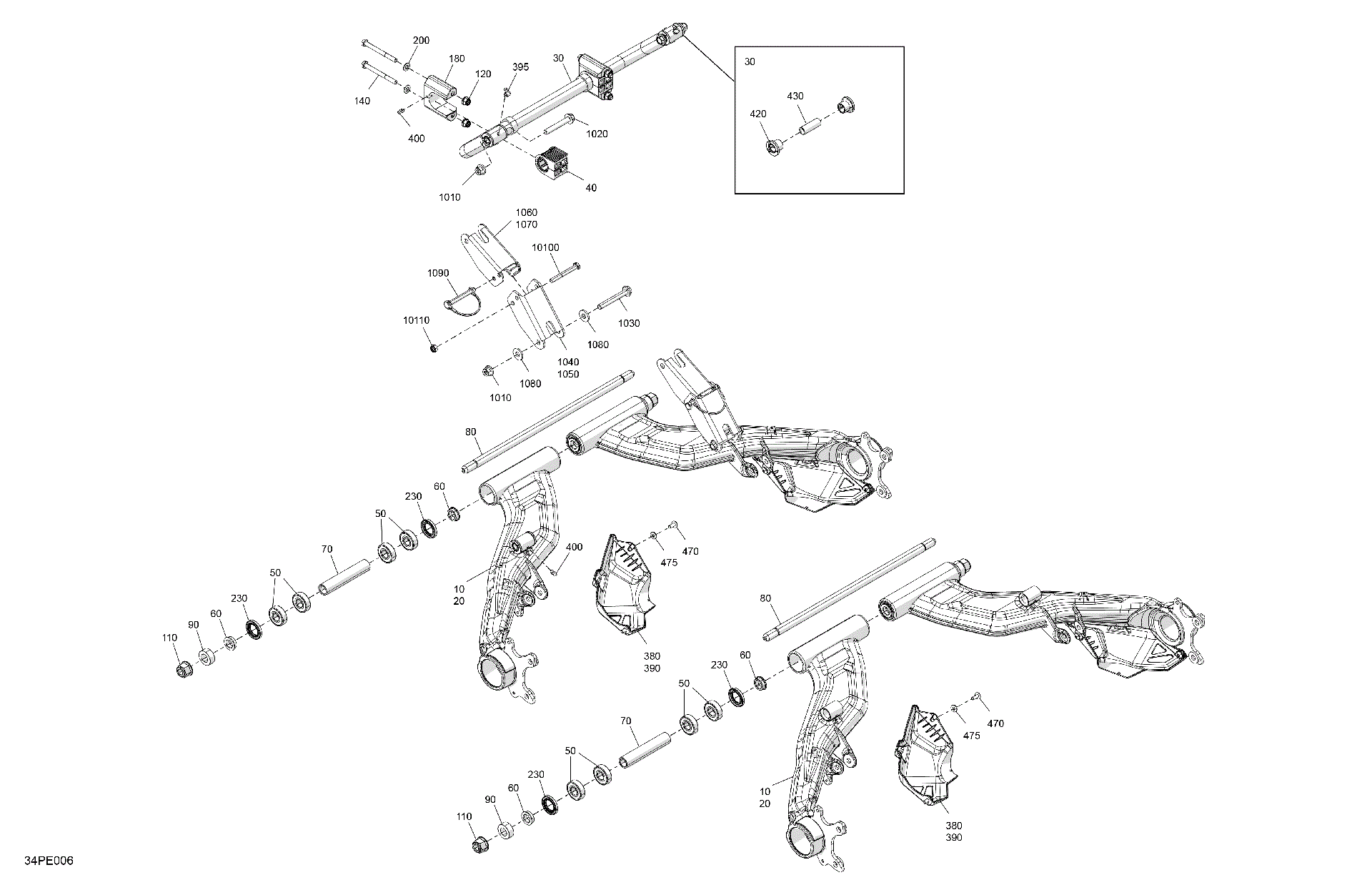 An Image of a Genuine Can-Am Parts Schematic Diagram showing the schematic - SUSPENSION - REAR COMPONENTS
