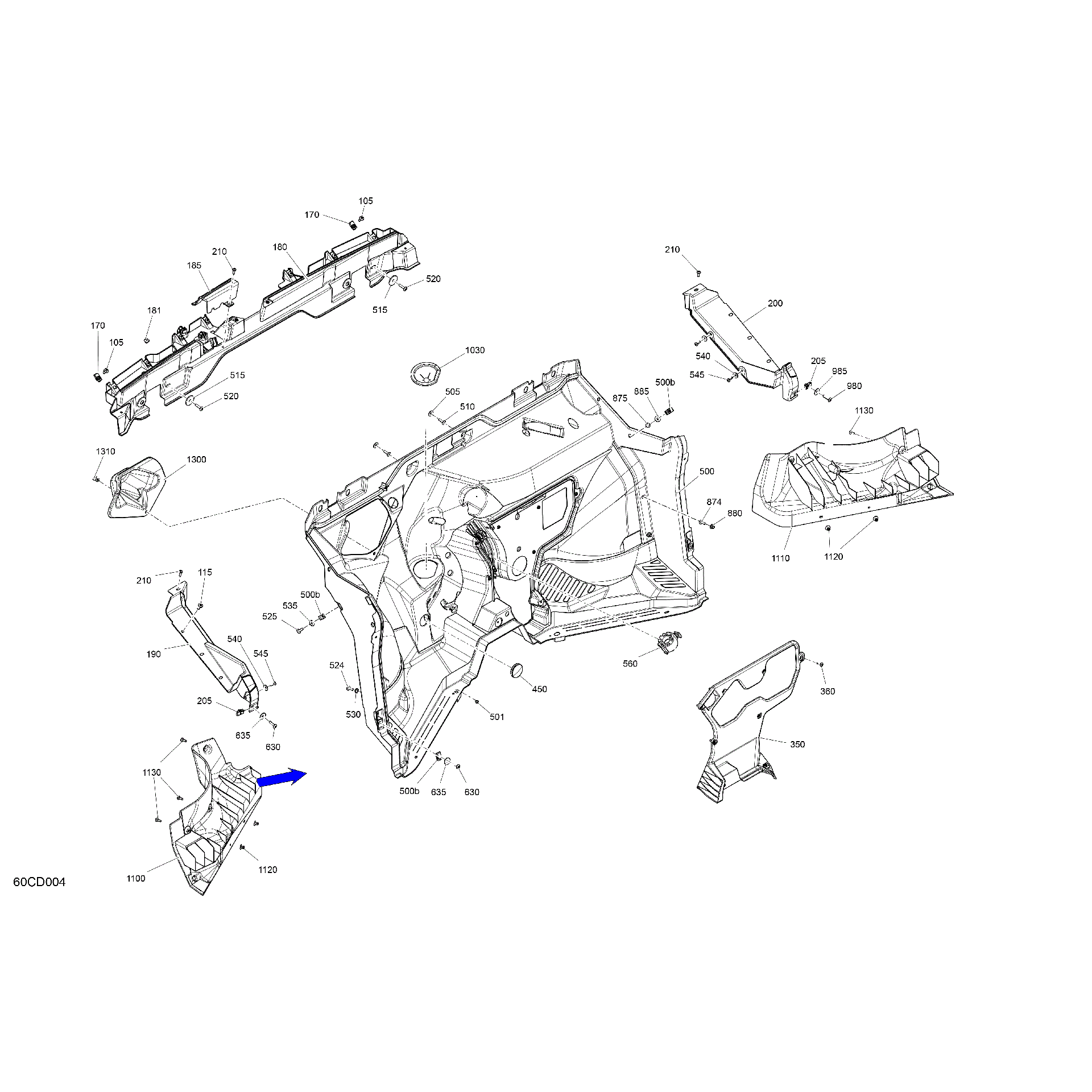 An Image of a Genuine Can-Am Parts Schematic Diagram showing the schematic - CAB INTERIOR - FIREWALL