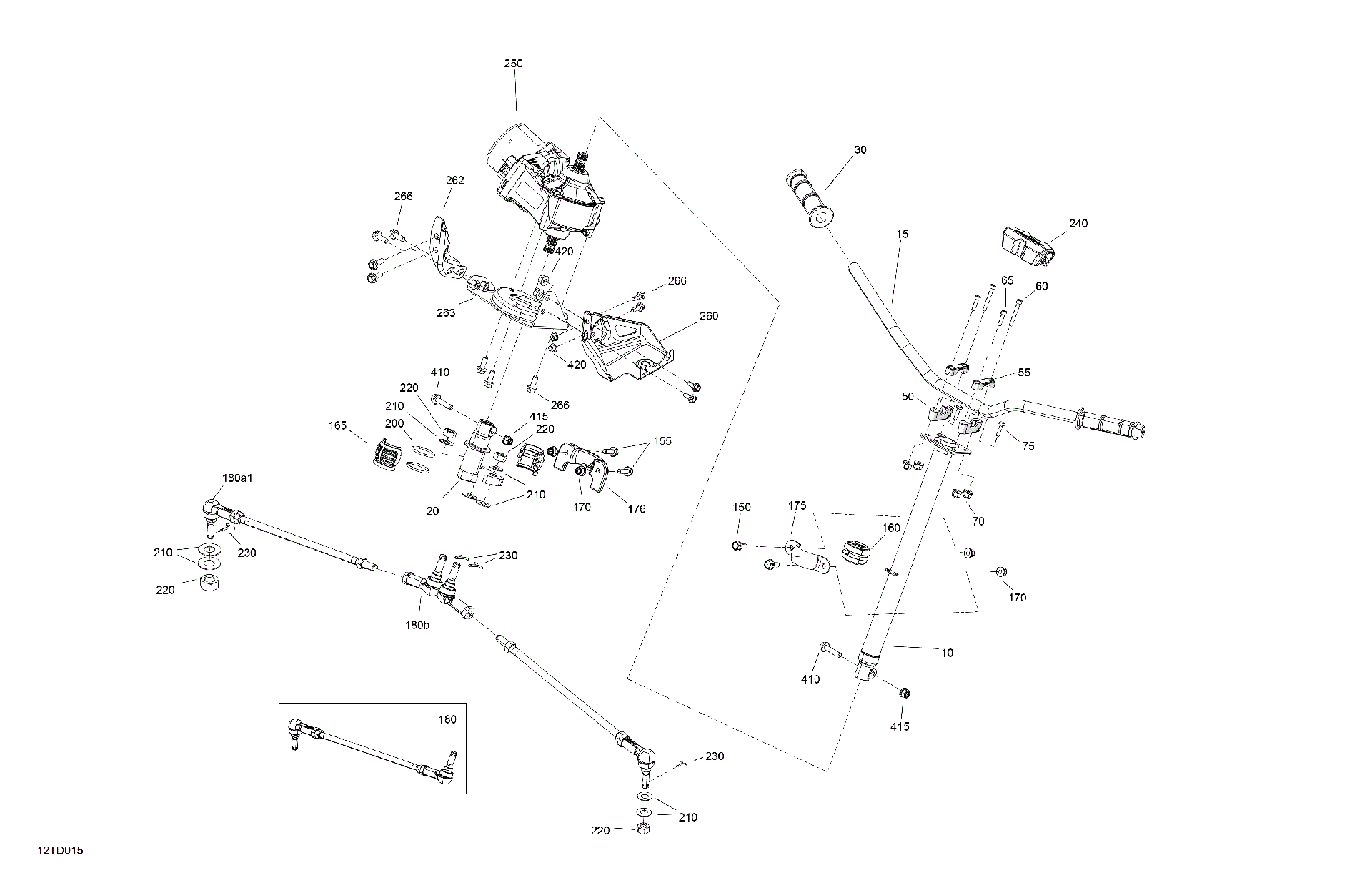 An Image of a Genuine Can-Am Parts Schematic Diagram showing the schematic - MECHANIC - STEERING