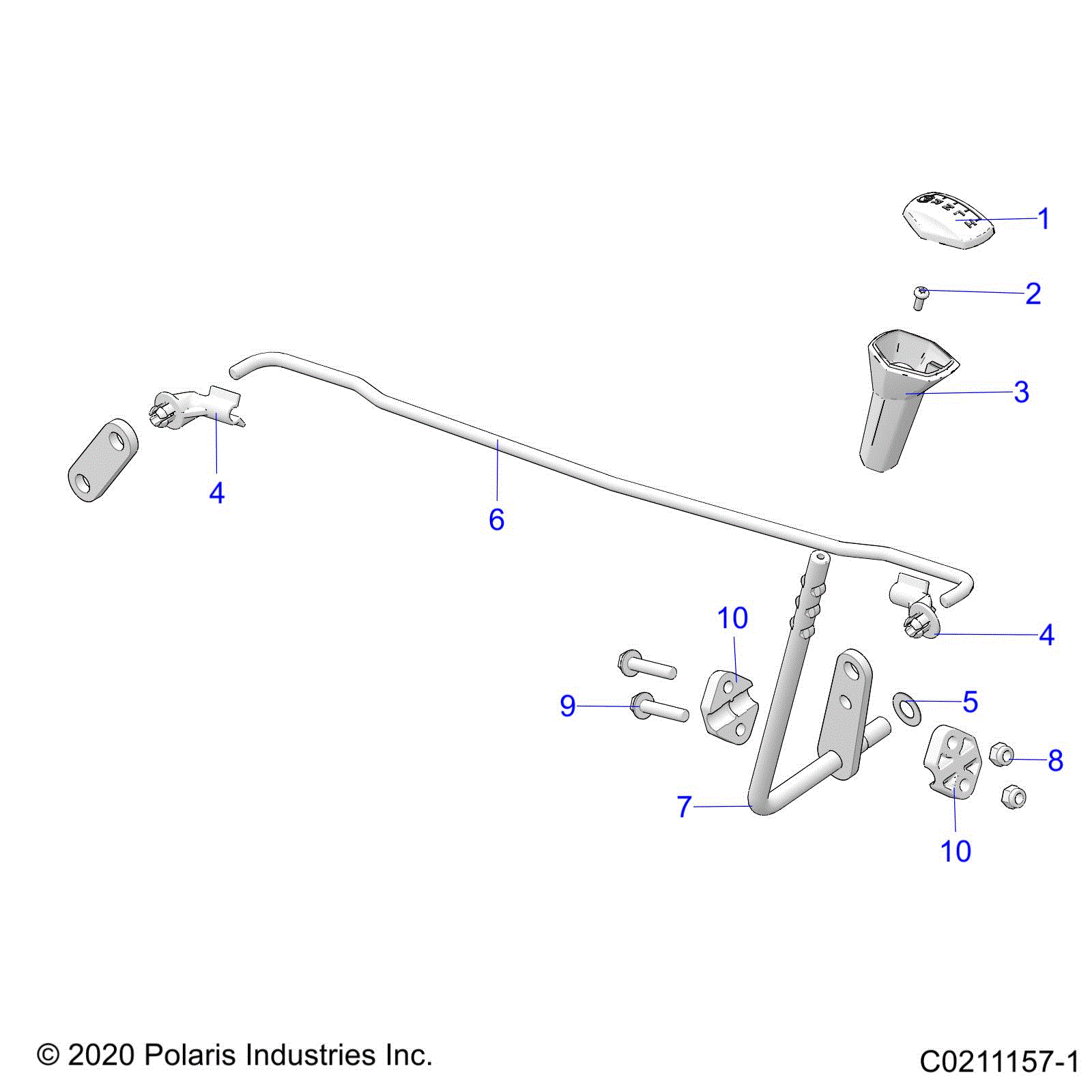 An Image of a Genuine Polaris Parts Schematic Diagram showing the schematic - DRIVE TRAIN: GEAR SELECTOR - 2023 POLARIS SPORTSMAN 450 HO EPS 50S