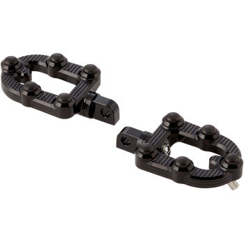 The MX Footpegs - Driver / Passenger - Black by Arlen Ness feature a textured surface and multiple bolts, offering durability and superior grip.