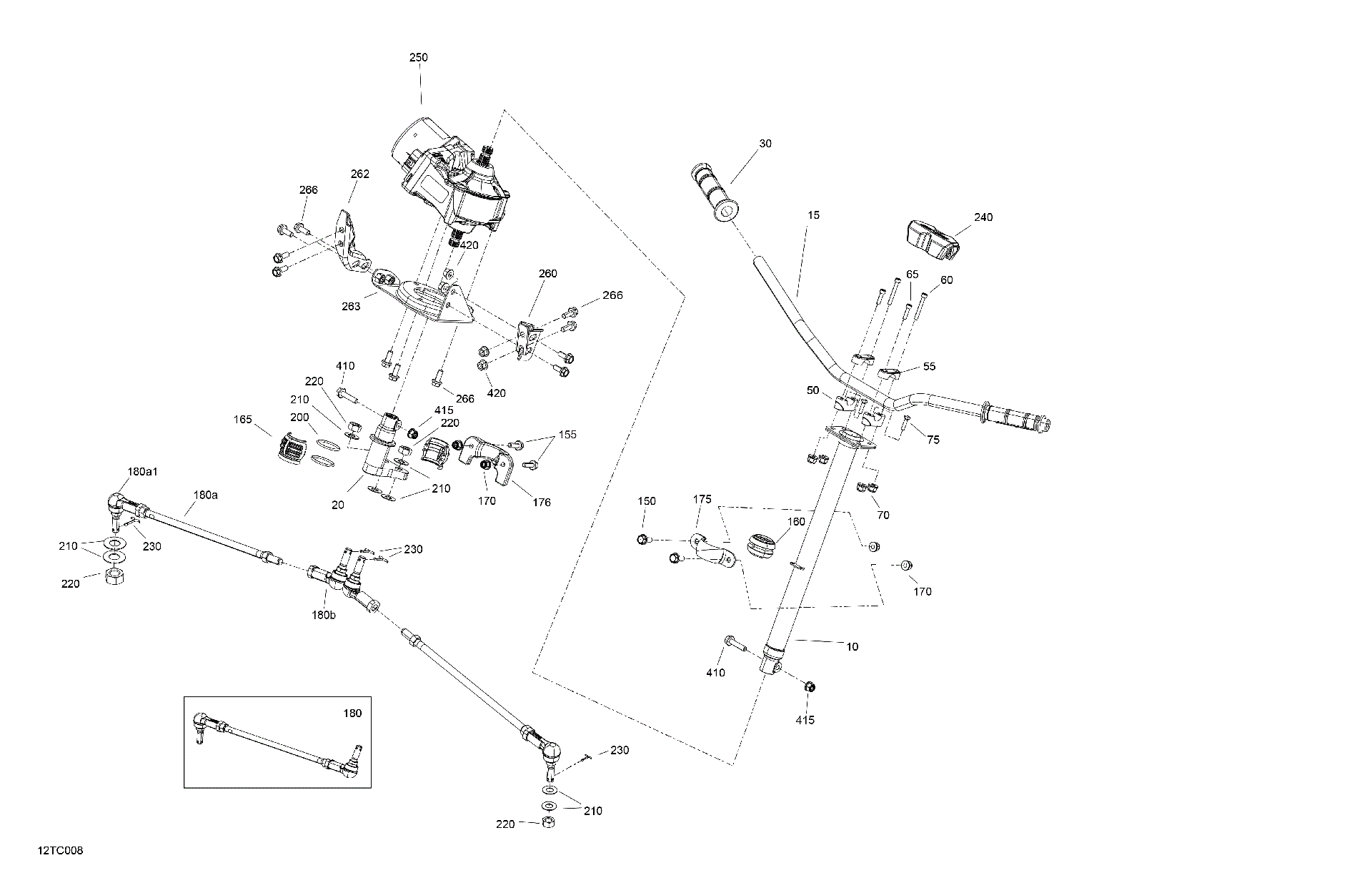 An Image of a Genuine Can-Am Parts Schematic Diagram showing the schematic - MECHANIC - STEERING