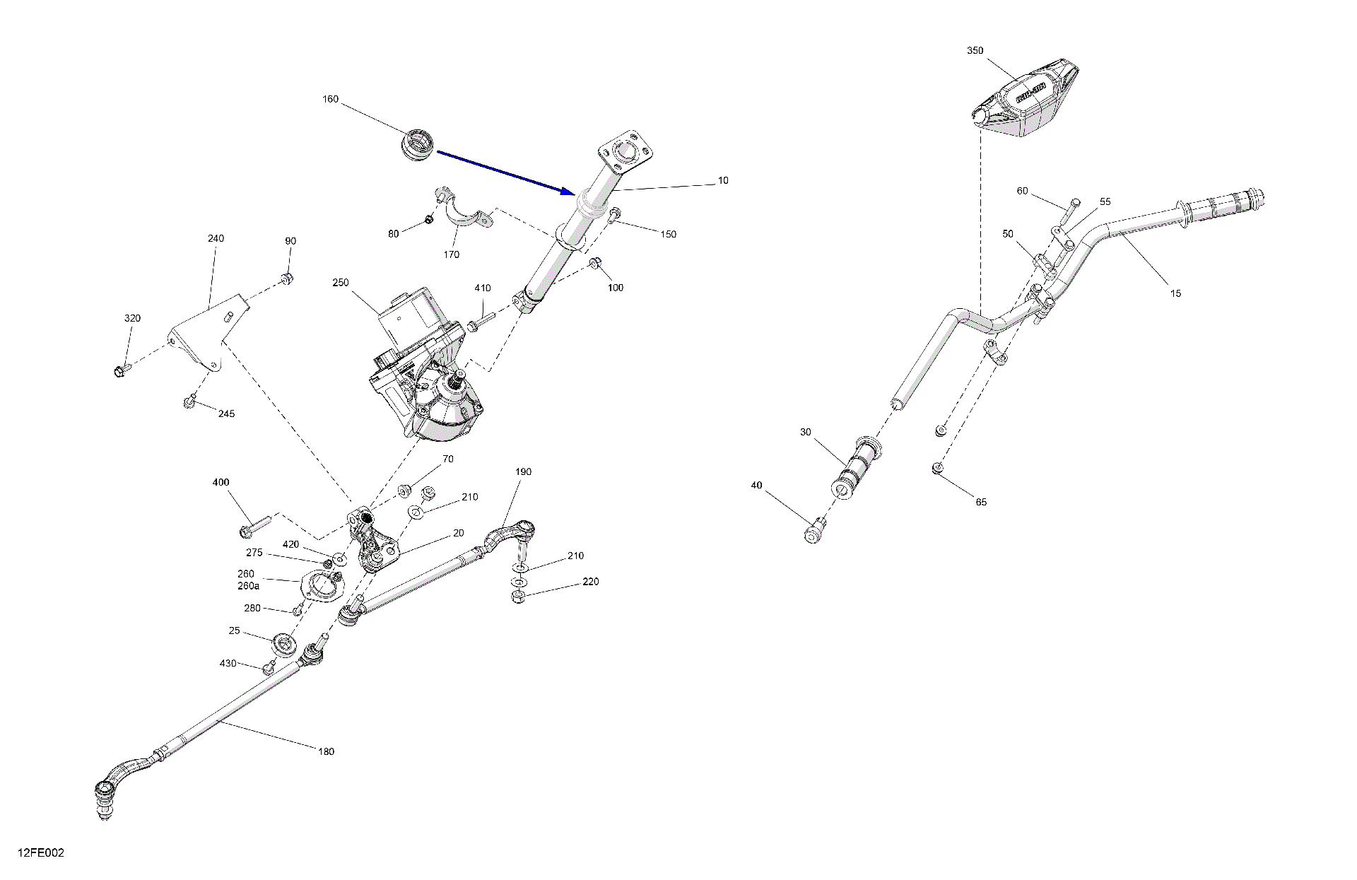 An Image of a Genuine Can-Am Parts Schematic Diagram showing the schematic - MECHANIC - STEERING