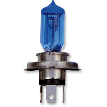 The Bulb P43T Blue 90/100 by Brite-Lites features a blue-tinted xenon headlight bulb with a metal base and two prongs—a high-quality replacement for your vehicles headlights.