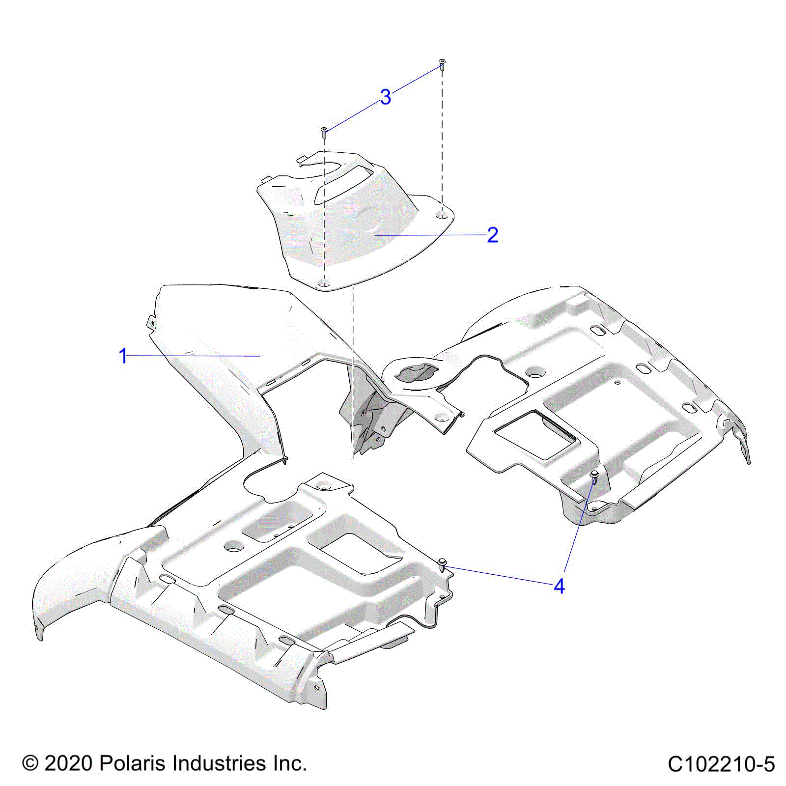 An Image of a Genuine Polaris Parts Schematic Diagram showing the schematic - BODY: FRONT CAB - 2024 POLARIS SPORTSMAN 850 HIGH LIFTER