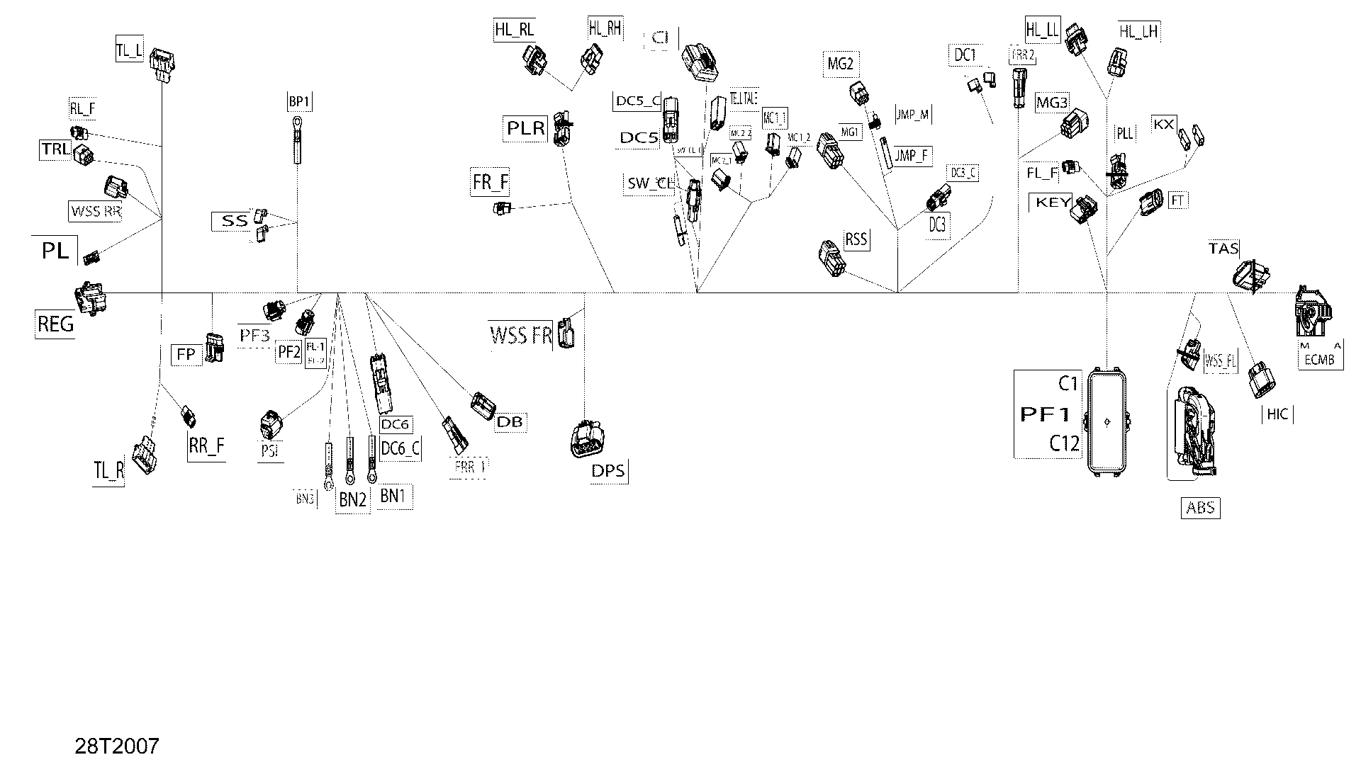 An Image of a Genuine Can-Am Parts Schematic Diagram showing the schematic - MAIN HARNESS - 710006710