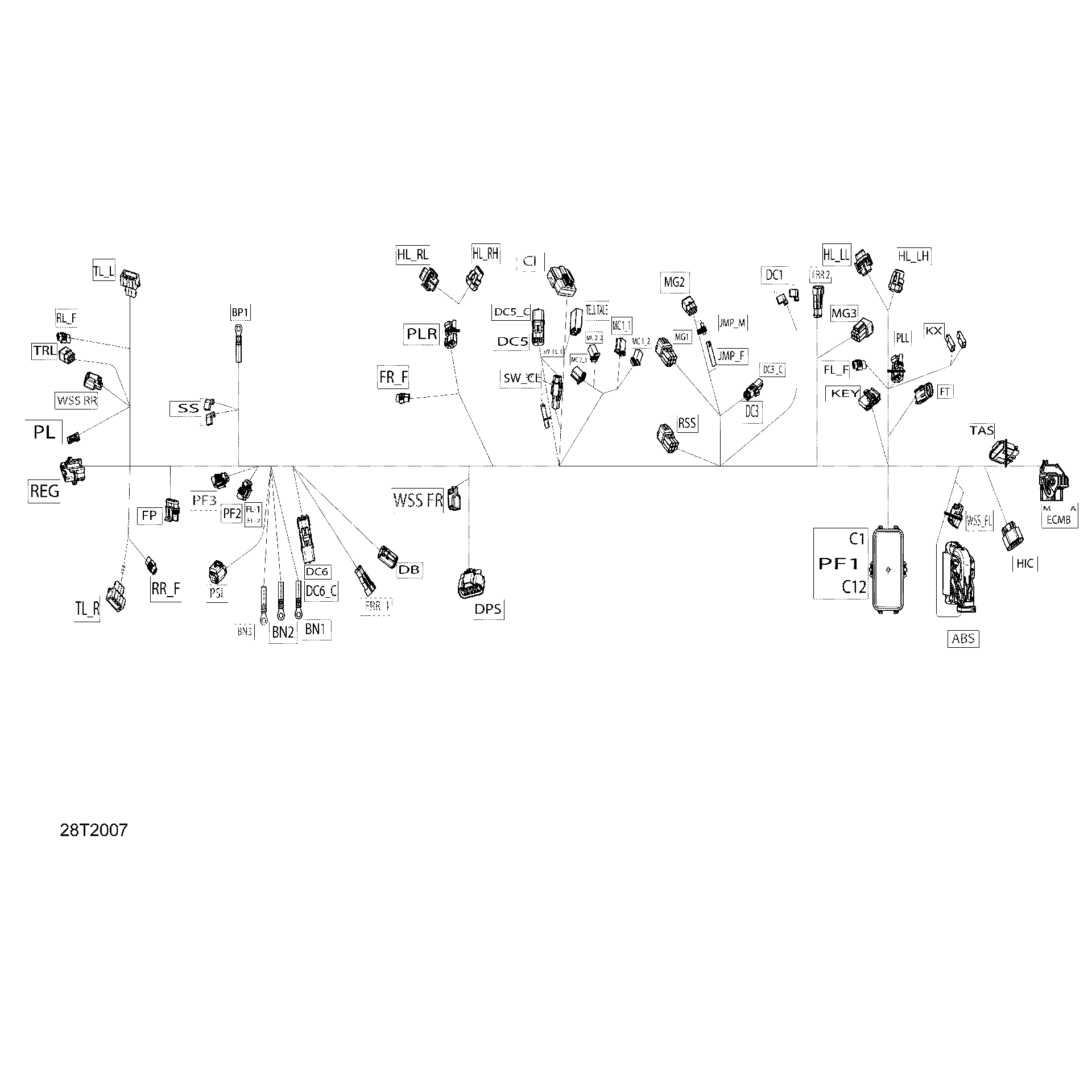 An Image of a Genuine Can-Am Parts Schematic Diagram showing the schematic - MAIN HARNESS - 710006710