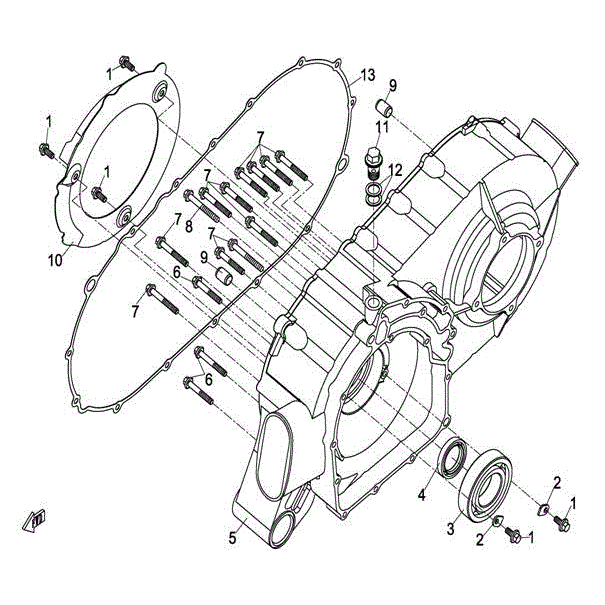 An Image of a genuine CFMOTO Parts Schematic Diagram showing the group - CVT CASE ASSY - 2016 CFMOTO CFORCE 800 X8