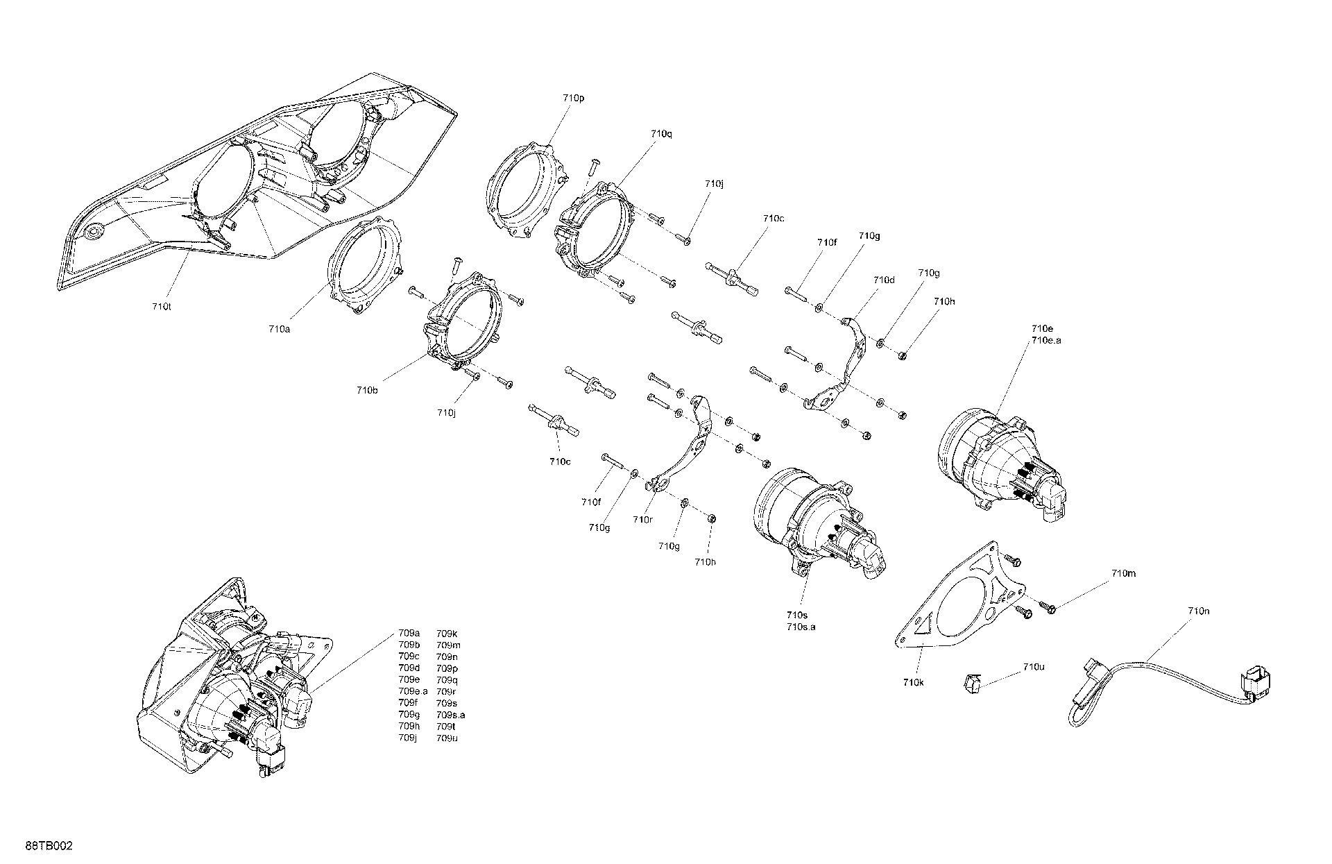 An Image of a Genuine Can-Am Parts Schematic Diagram showing the schematic - ELECTRIC - HEADLIGHTS