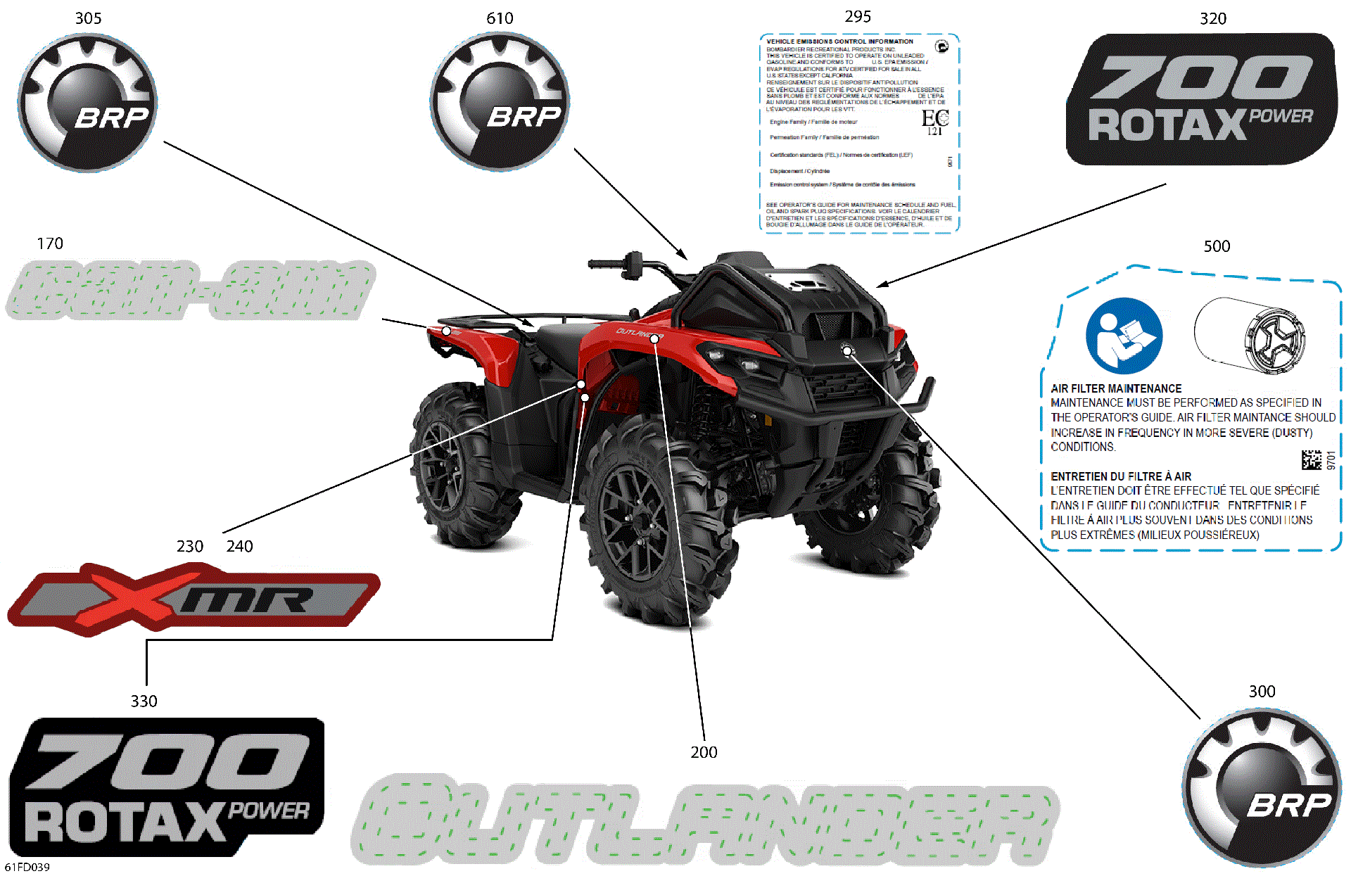 An Image of a Genuine Can-Am Parts Schematic Diagram showing the schematic - BODY - FEATURE DECALS