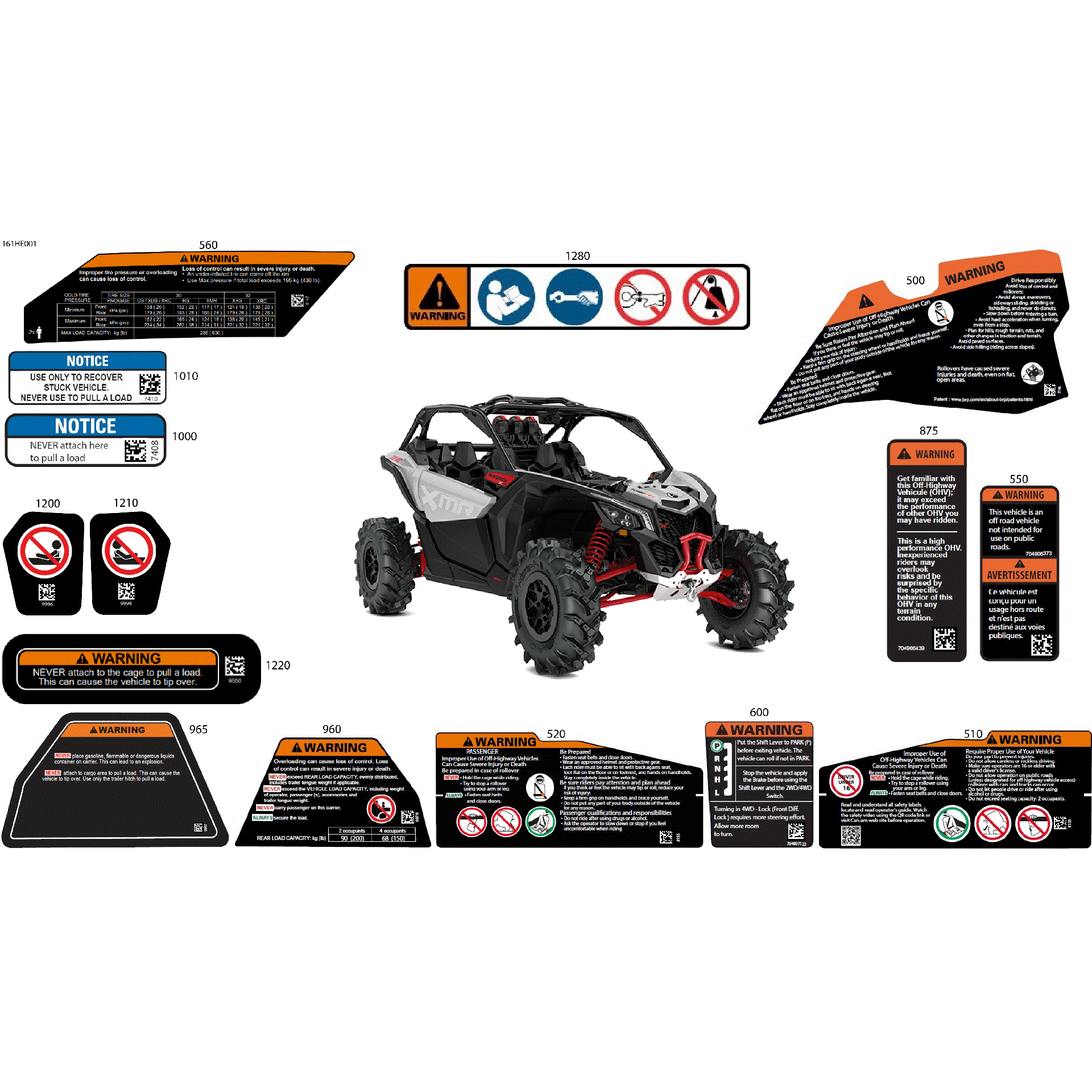An Image of a Genuine Can-Am Parts Schematic Diagram showing the schematic - BODY - WARNING DECALS