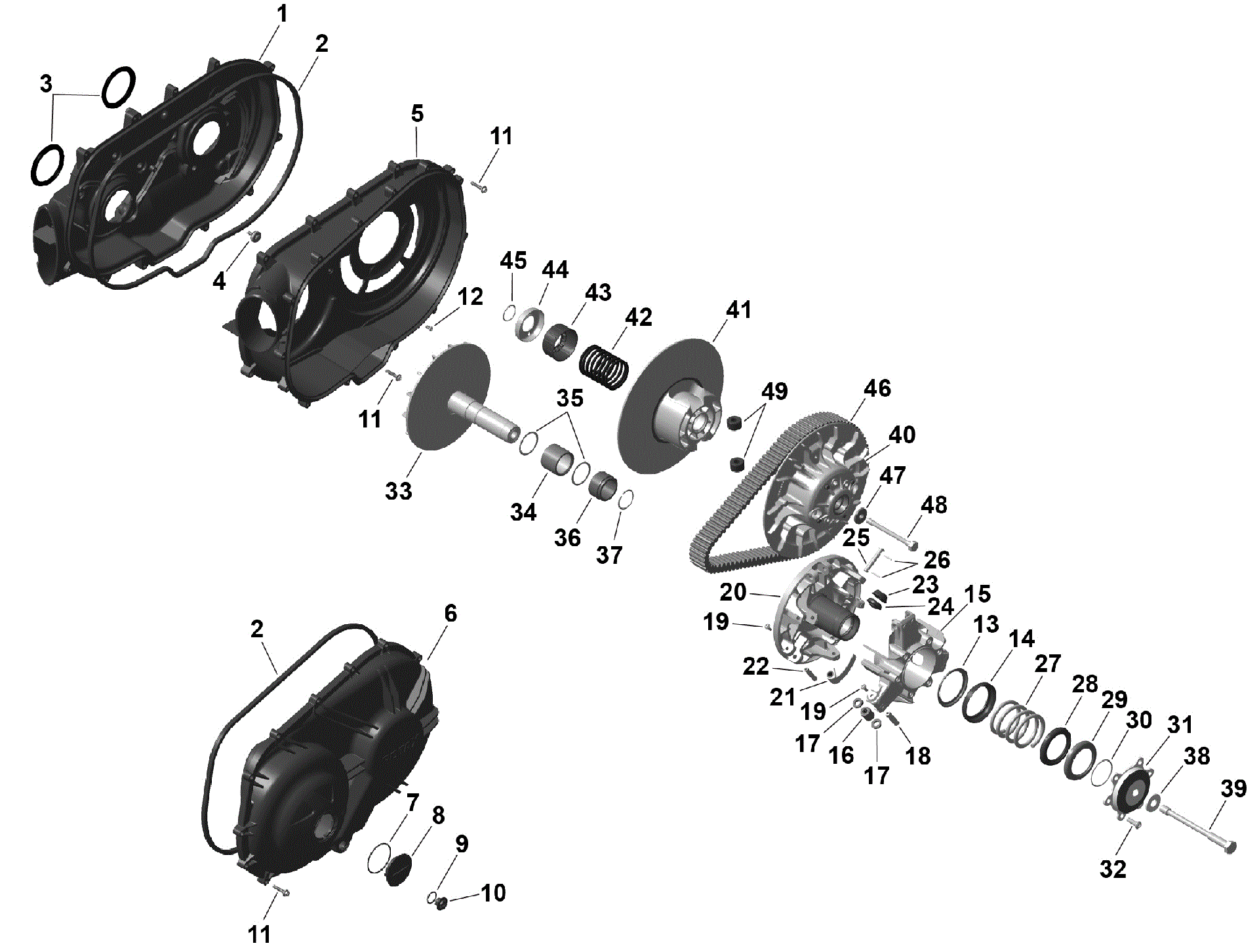 An Image of a Genuine Can-Am Parts Schematic Diagram showing the schematic - ROTAX - CVT