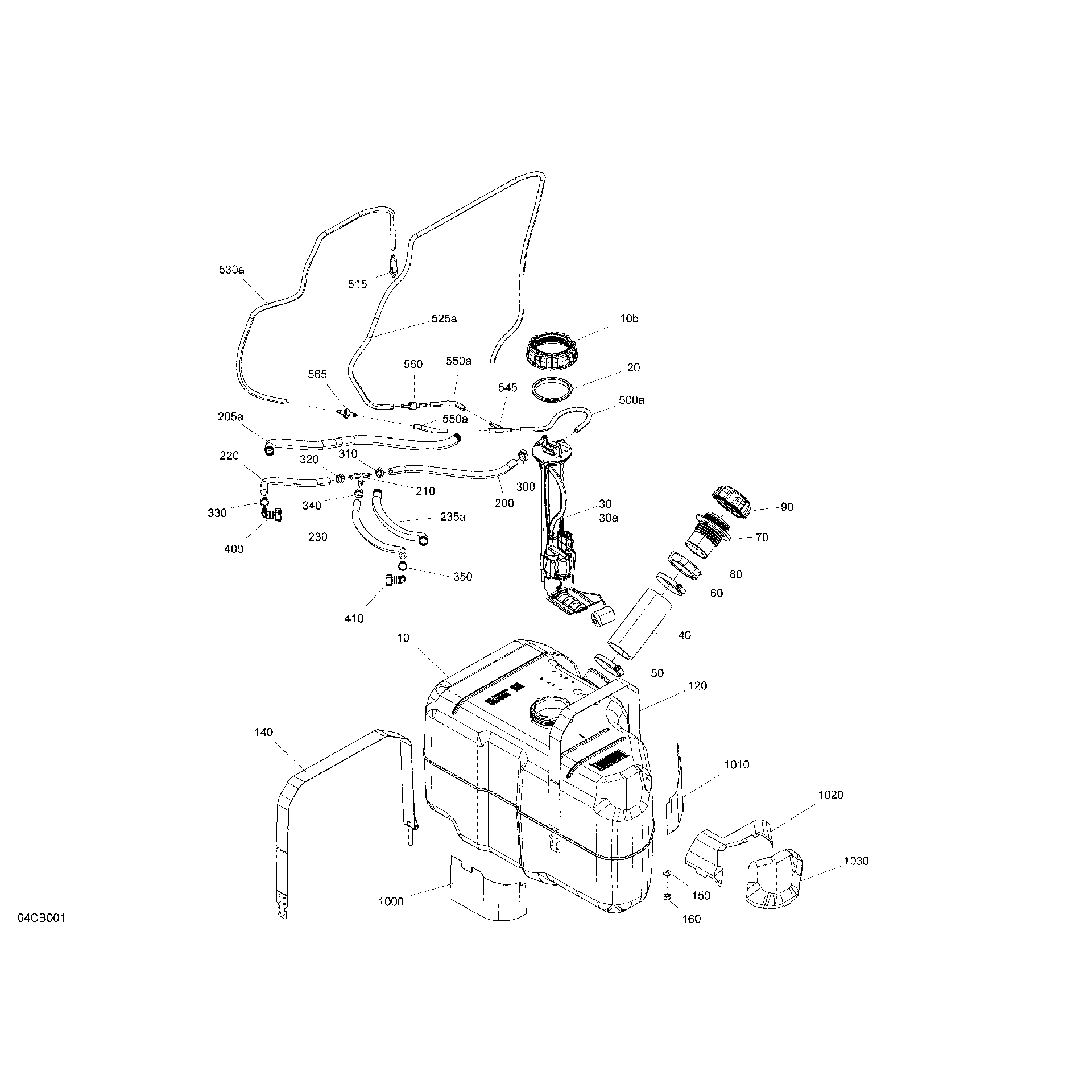 An Image of a Genuine Can-Am Parts Schematic Diagram showing the schematic - ENGINE - FUEL - NO EVAP