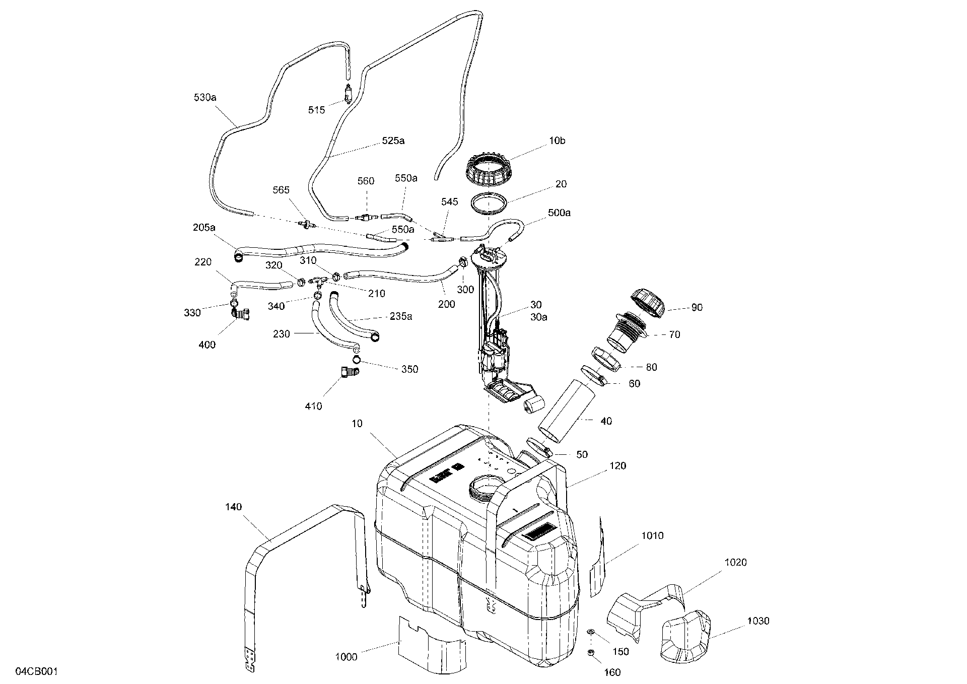 An Image of a Genuine Can-Am Parts Schematic Diagram showing the schematic - ENGINE - FUEL - NO EVAP