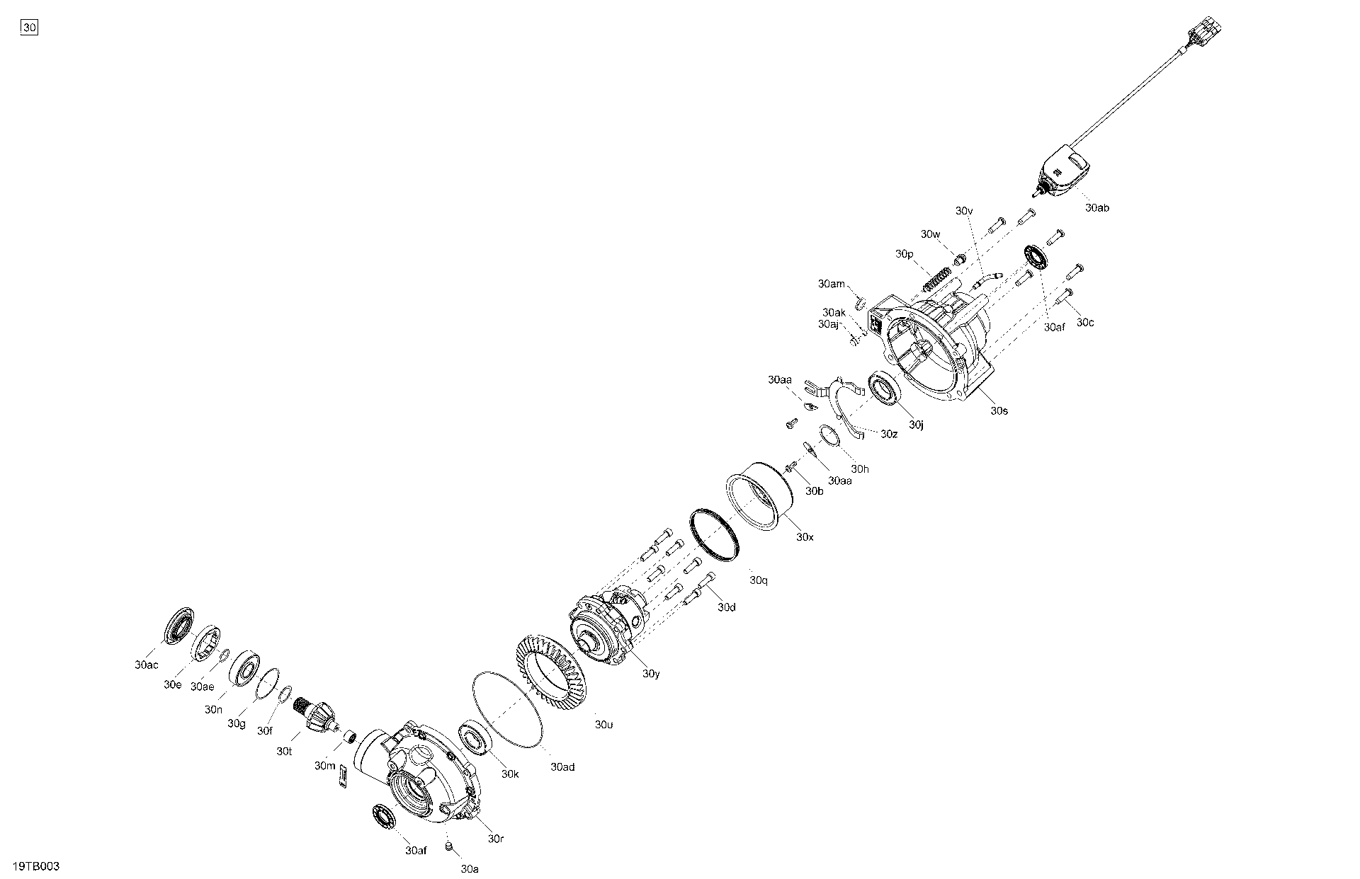 An Image of a Genuine Can-Am Parts Schematic Diagram showing the schematic - DRIVE - FRONT - DIFFERENTIAL PARTS