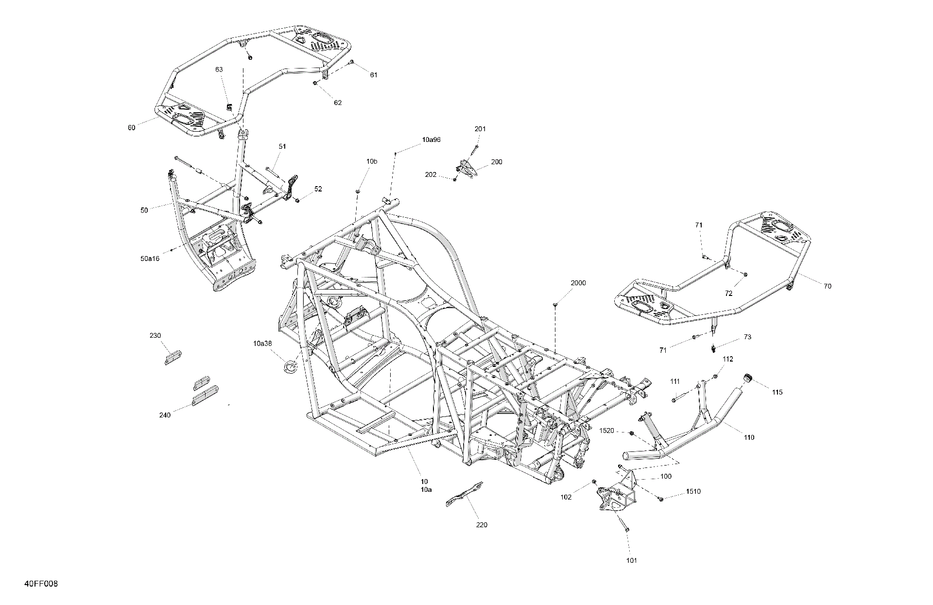 An Image of a Genuine Can-Am Parts Schematic Diagram showing the schematic - FRAME - SYSTEM